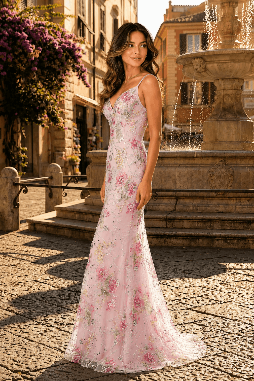 Mermaid Spaghetti Sleeveless Straps Sequins Long Prom Dress with Appliques KAIDRESS