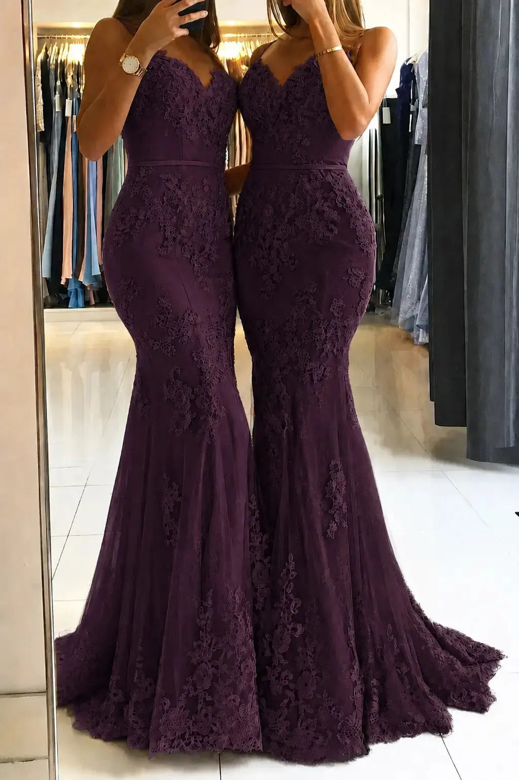 Trumpet/Mermaid Sweetheart Sleeveless Long/Floor-Length Tulle Prom Dresses With Appliqued KAIDRESS