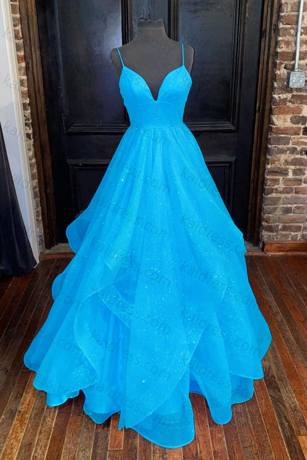 A-line Princess Sweetheart Sleeveless Long/Floor-Length Tulle Sparkling Prom Dress