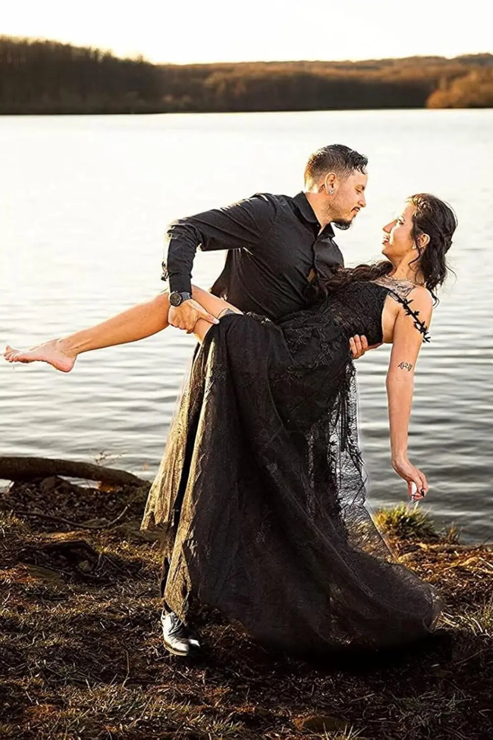 Princess Halter Tulle Lace Black Prom Dresses Long Formal Evening Gown