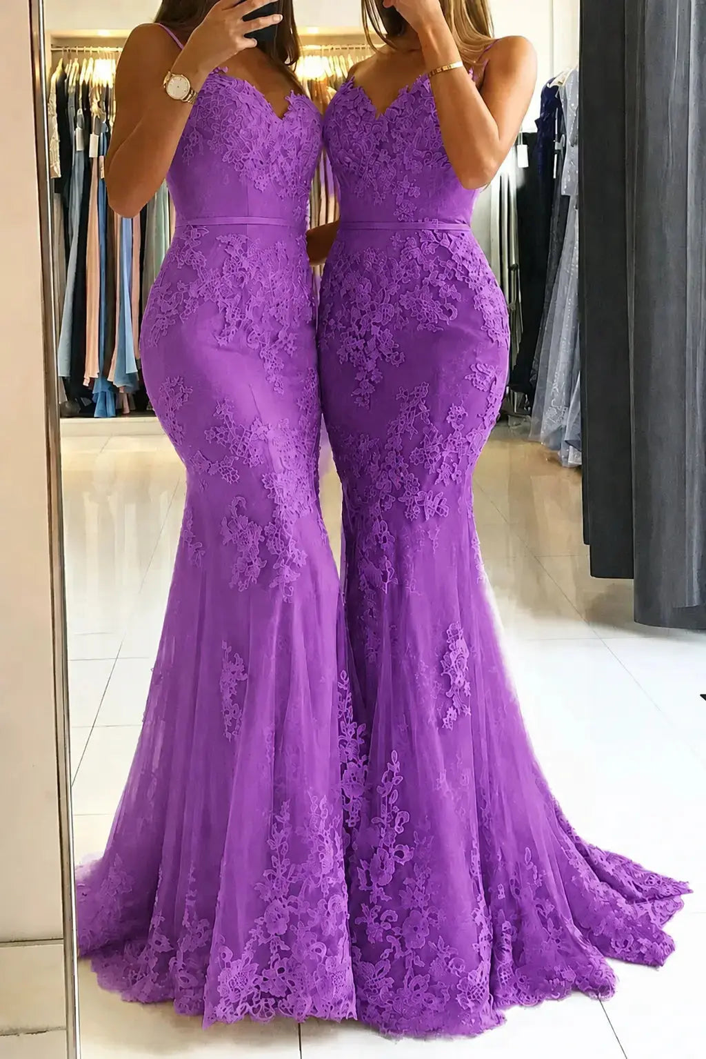 Trumpet/Mermaid Sweetheart Sleeveless Long/Floor-Length Tulle Prom Dresses With Appliqued KAIDRESS