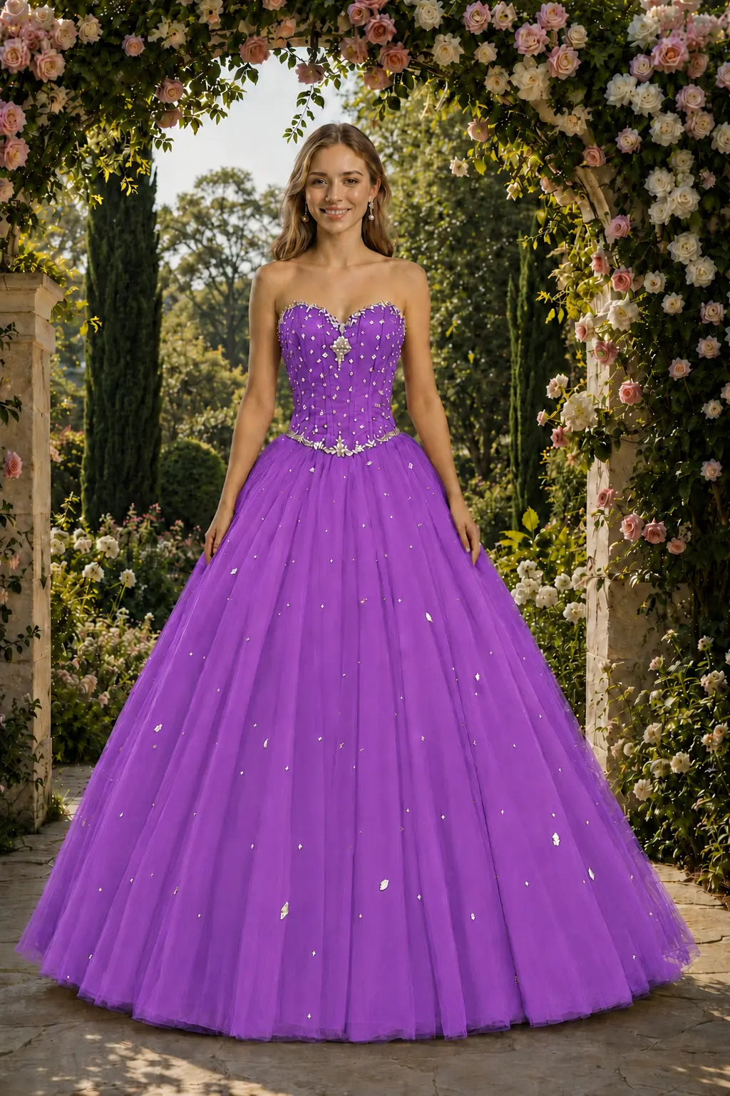 Royal Blue Princess Quinceanera Dress Rhinestone Tulle Ball Gown Prom KAIDRESS