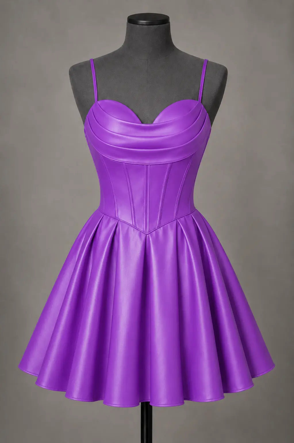 Black Satin Corset Mini Homecoming Dress A Line Hoco Party Dress KAIDRESS