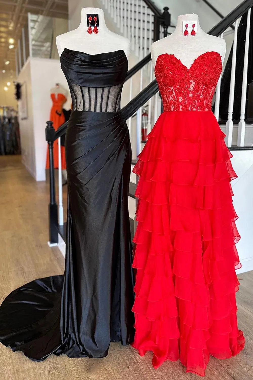 A-line/Princess Chiffon Fuchsia Sweetheart Tiered Ruffles Prom Dress with Slit Applique