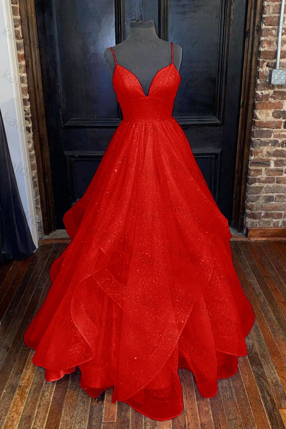 A-line Princess Sweetheart Sleeveless Long/Floor-Length Tulle Sparkling Prom Dress