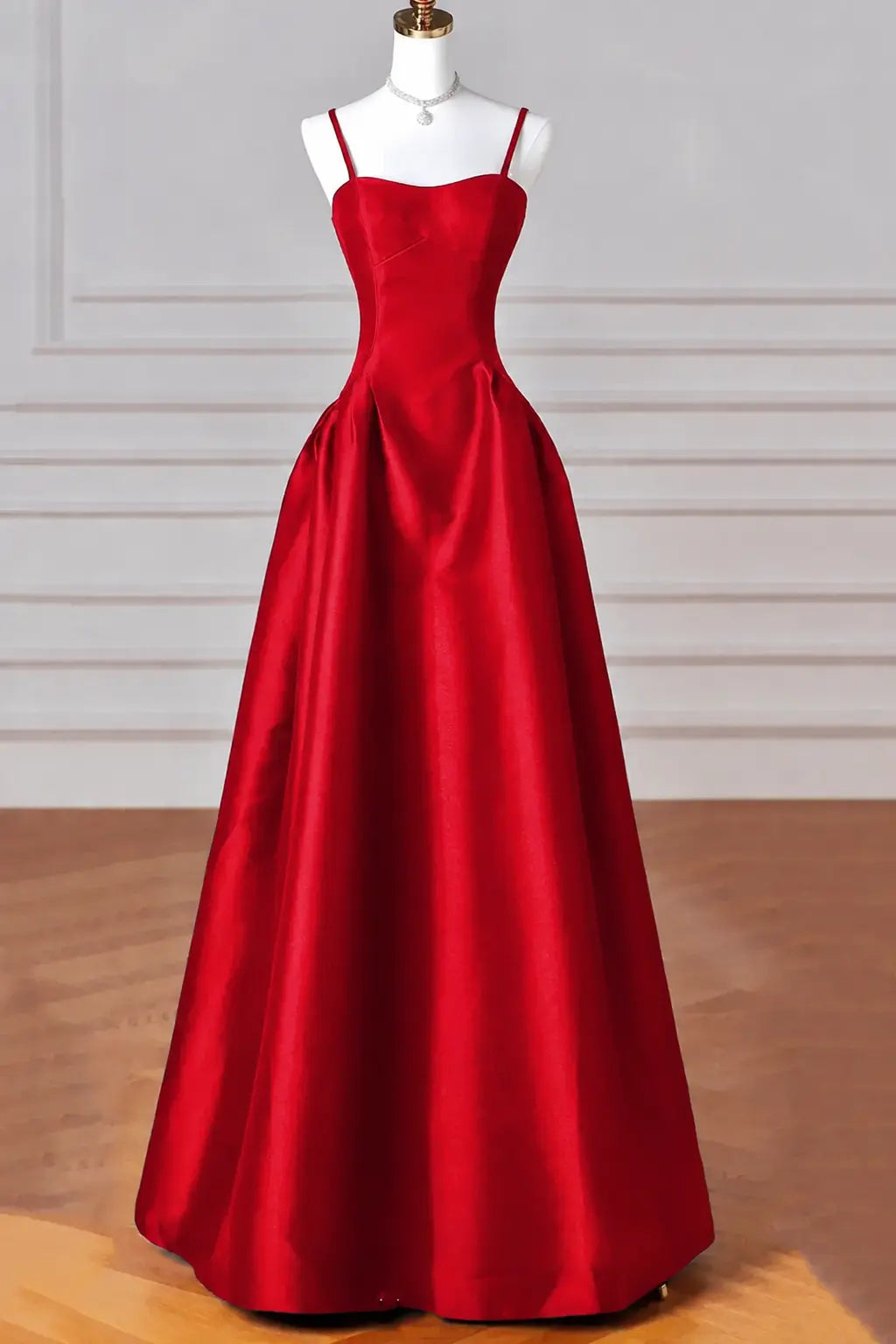 A-Line/Princess Halter Satin Sleeveless Long Prom Dress Black Prom Gown Kaidress