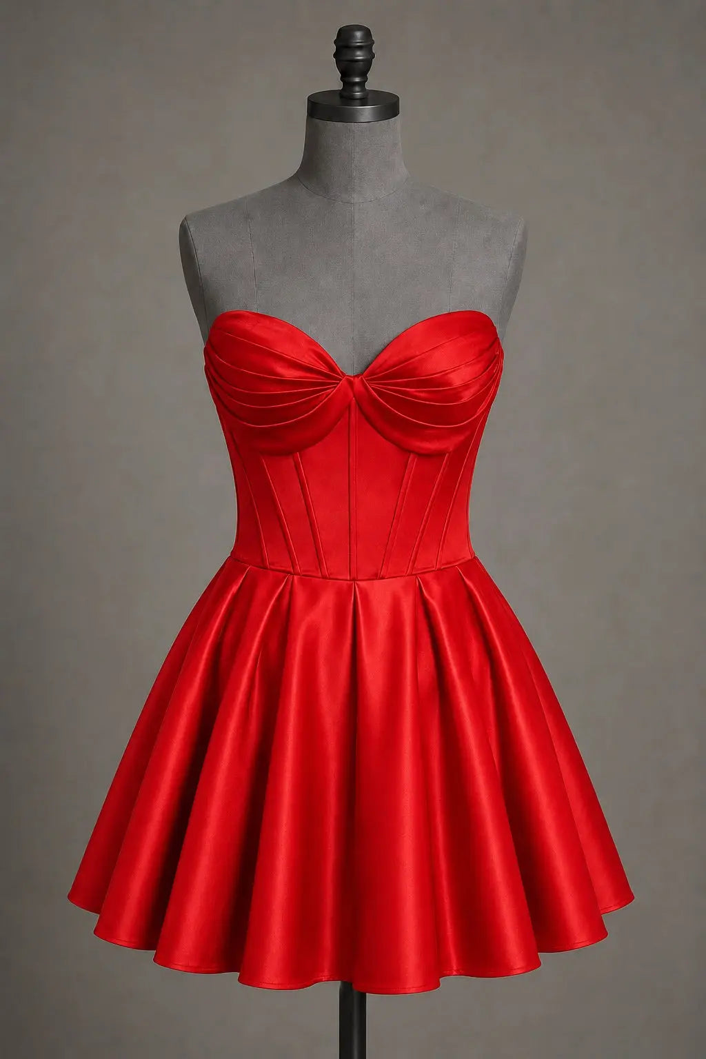 Black Sweetheart Satin Mini A Line Corset Homecoming Dress KAIDRESS
