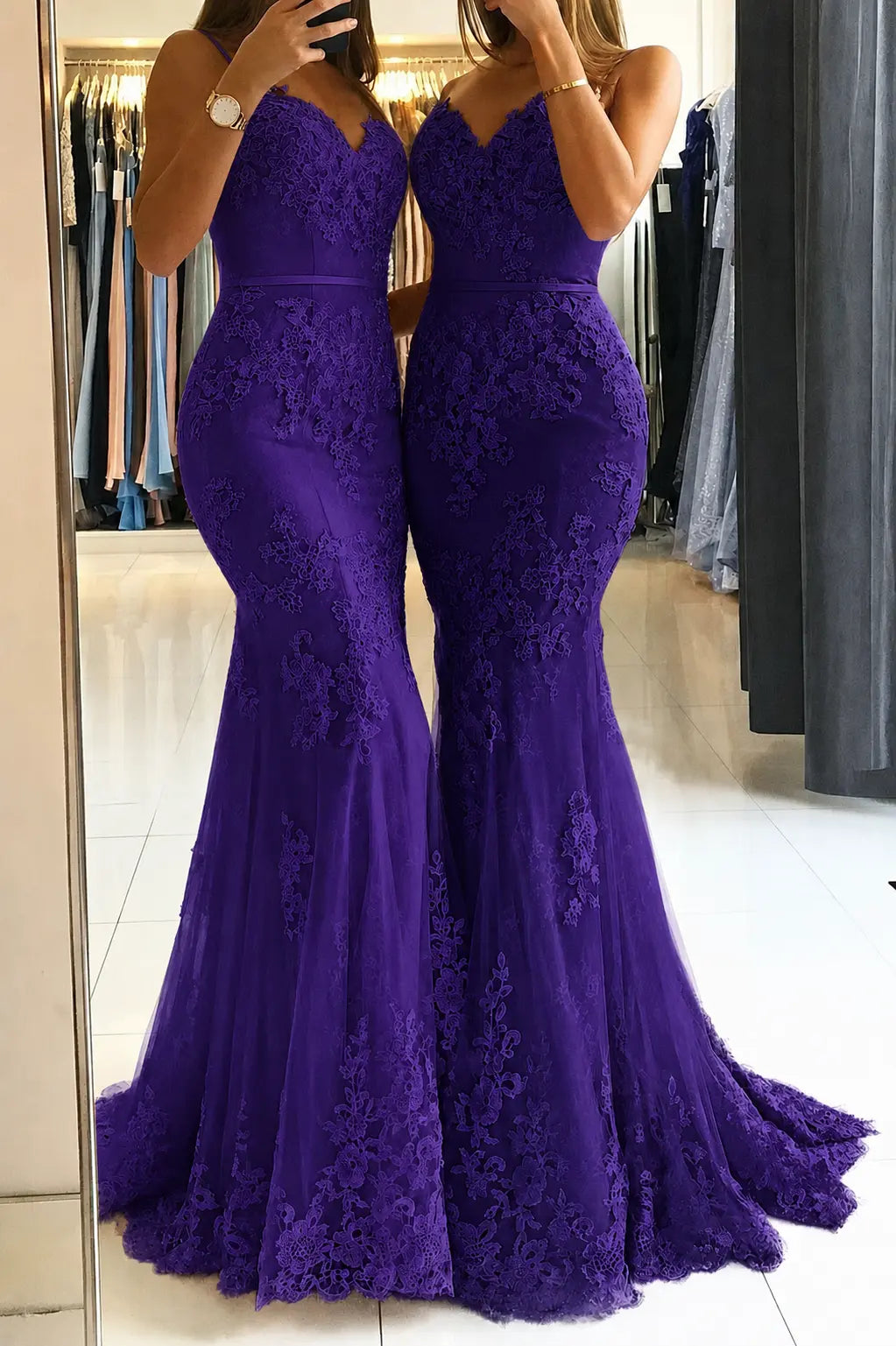Trumpet/Mermaid Sweetheart Sleeveless Long/Floor-Length Tulle Prom Dresses With Appliqued KAIDRESS
