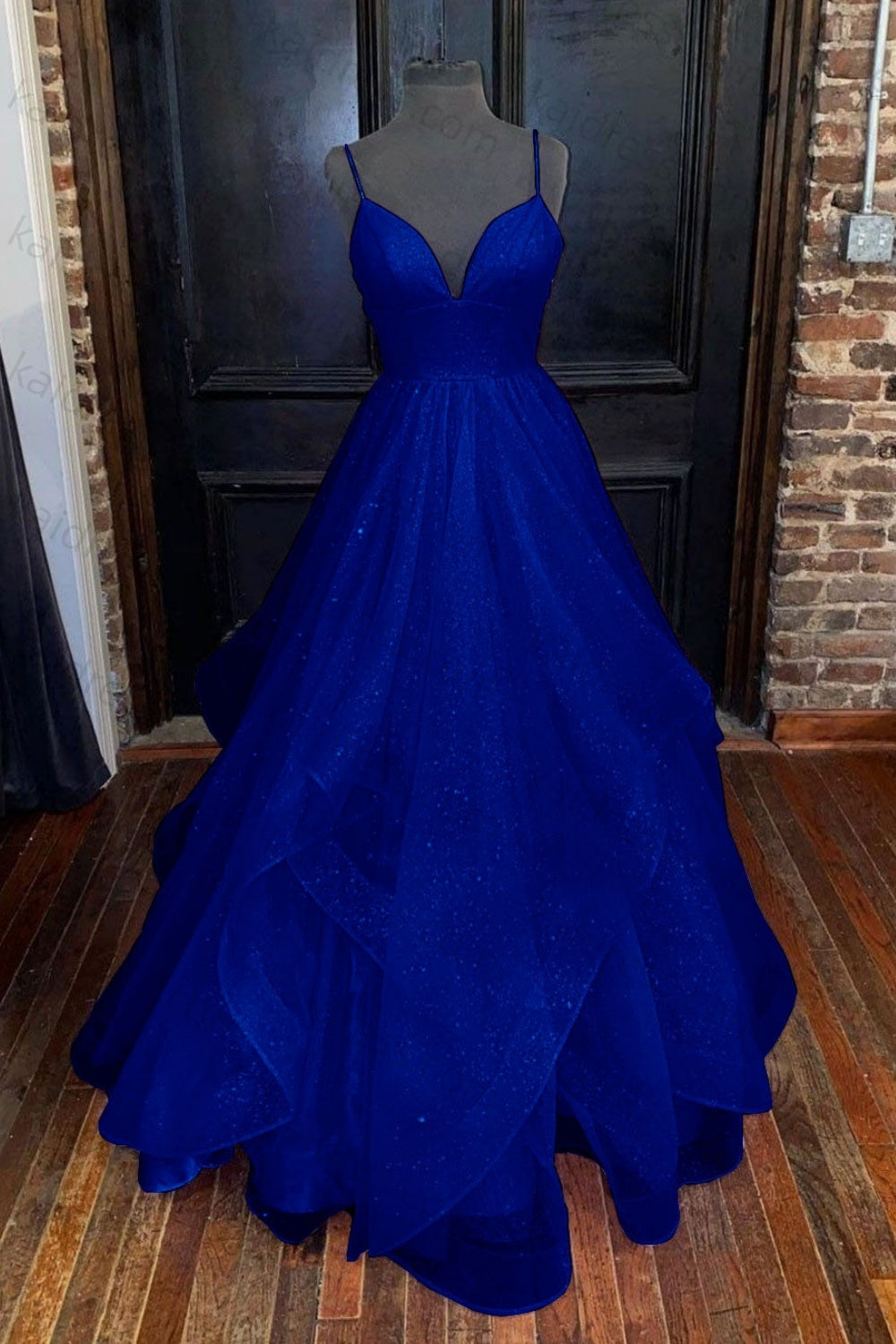 A-line Princess Sweetheart Sleeveless Long/Floor-Length Tulle Sparkling Prom Dress