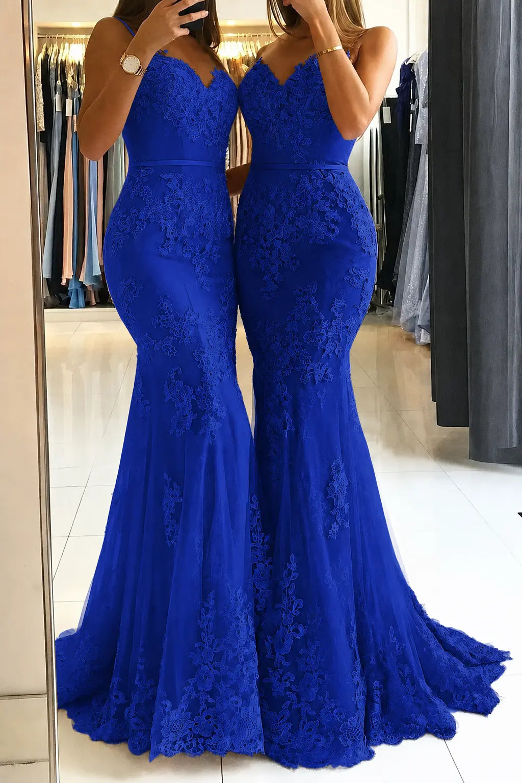 Trumpet/Mermaid Sweetheart Sleeveless Long/Floor-Length Tulle Prom Dresses With Appliqued KAIDRESS