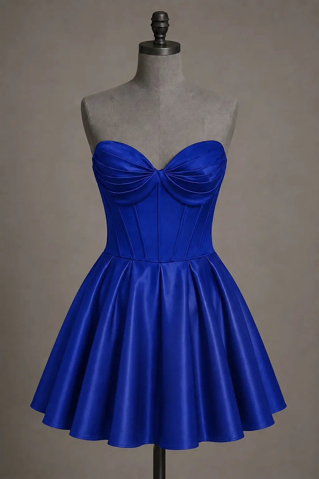 Black Sweetheart Satin Mini A Line Corset Homecoming Dress KAIDRESS