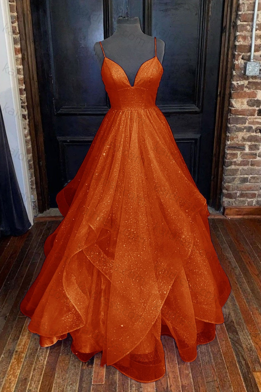 A-line Princess Sweetheart Sleeveless Long/Floor-Length Tulle Sparkling Prom Dress