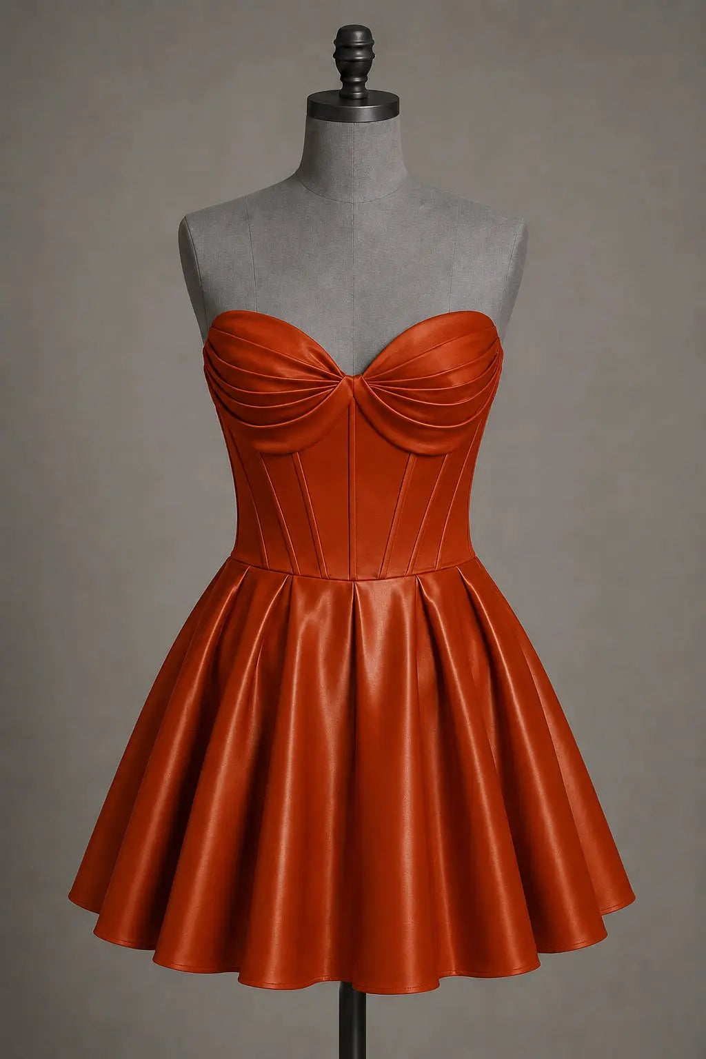 Black Sweetheart Satin Mini A Line Corset Homecoming Dress KAIDRESS
