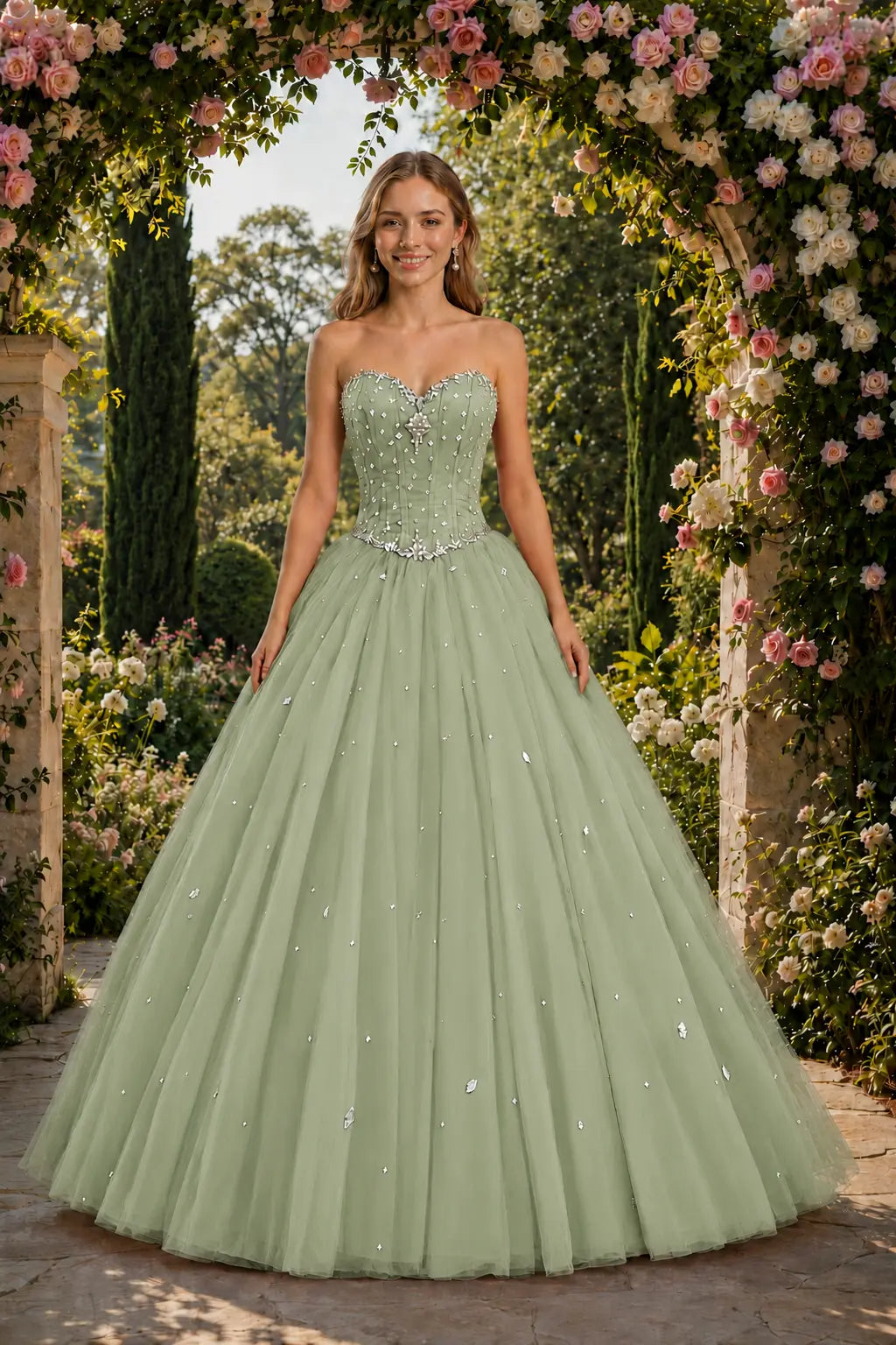 Royal Blue Princess Quinceanera Dress Rhinestone Tulle Ball Gown Prom KAIDRESS