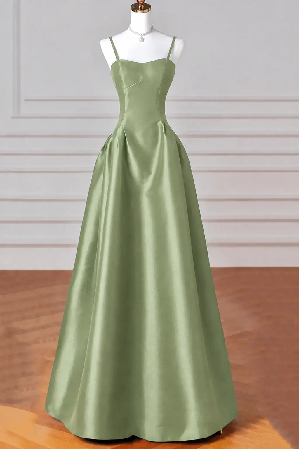 A-Line/Princess Halter Satin Sleeveless Long Prom Dress Black Prom Gown Kaidress