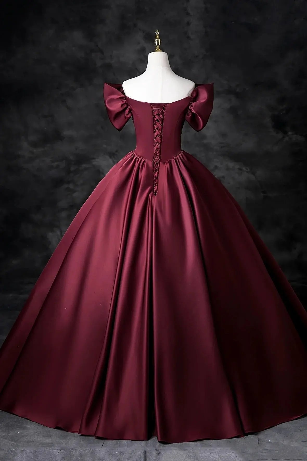 A-Line/Princess Satin Floor Length Formal Prom Dress, Off the Shoulder Prom Gown