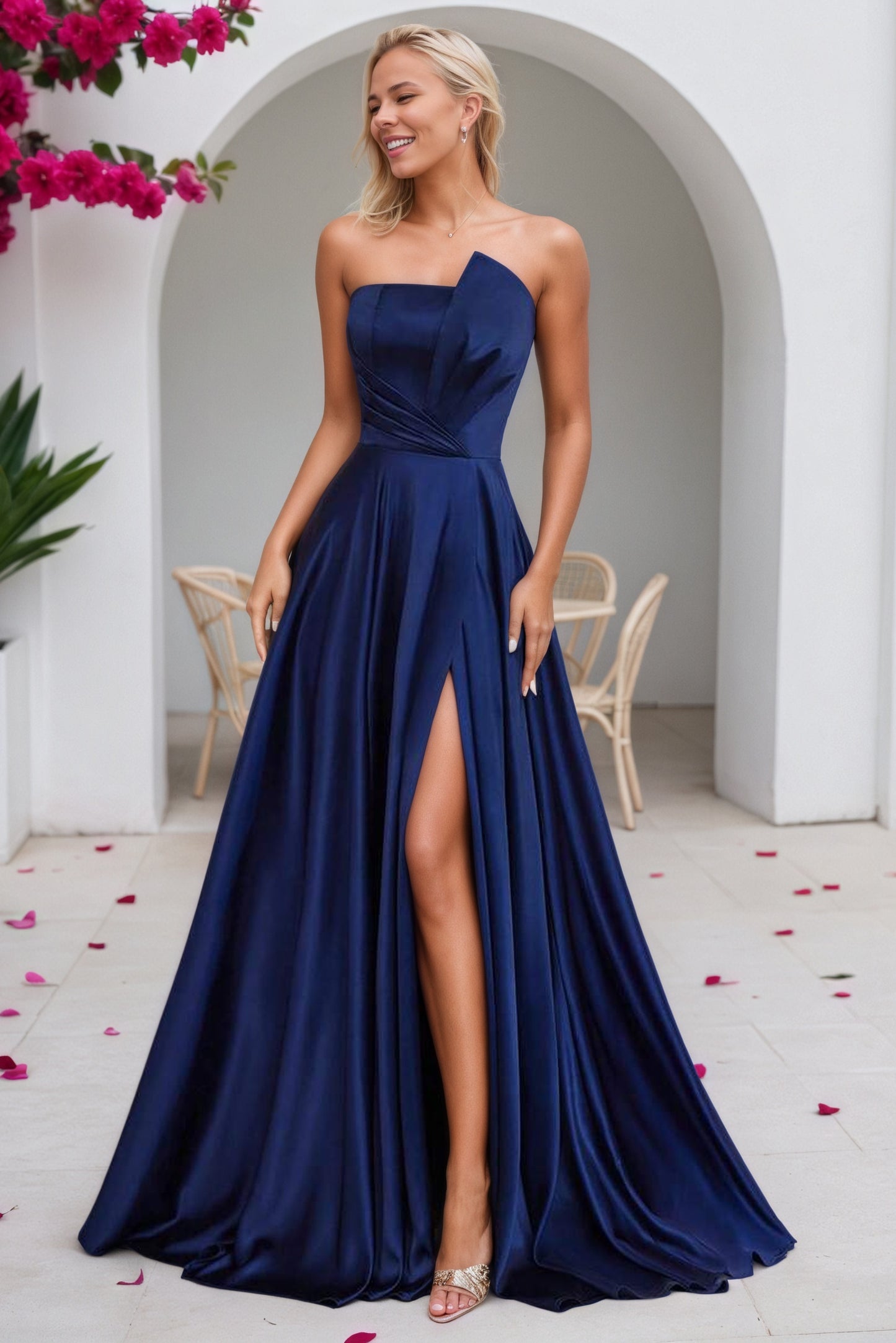 Satin Burgundy Formal Prom Dresses Simple Long Princess Evening Gowns