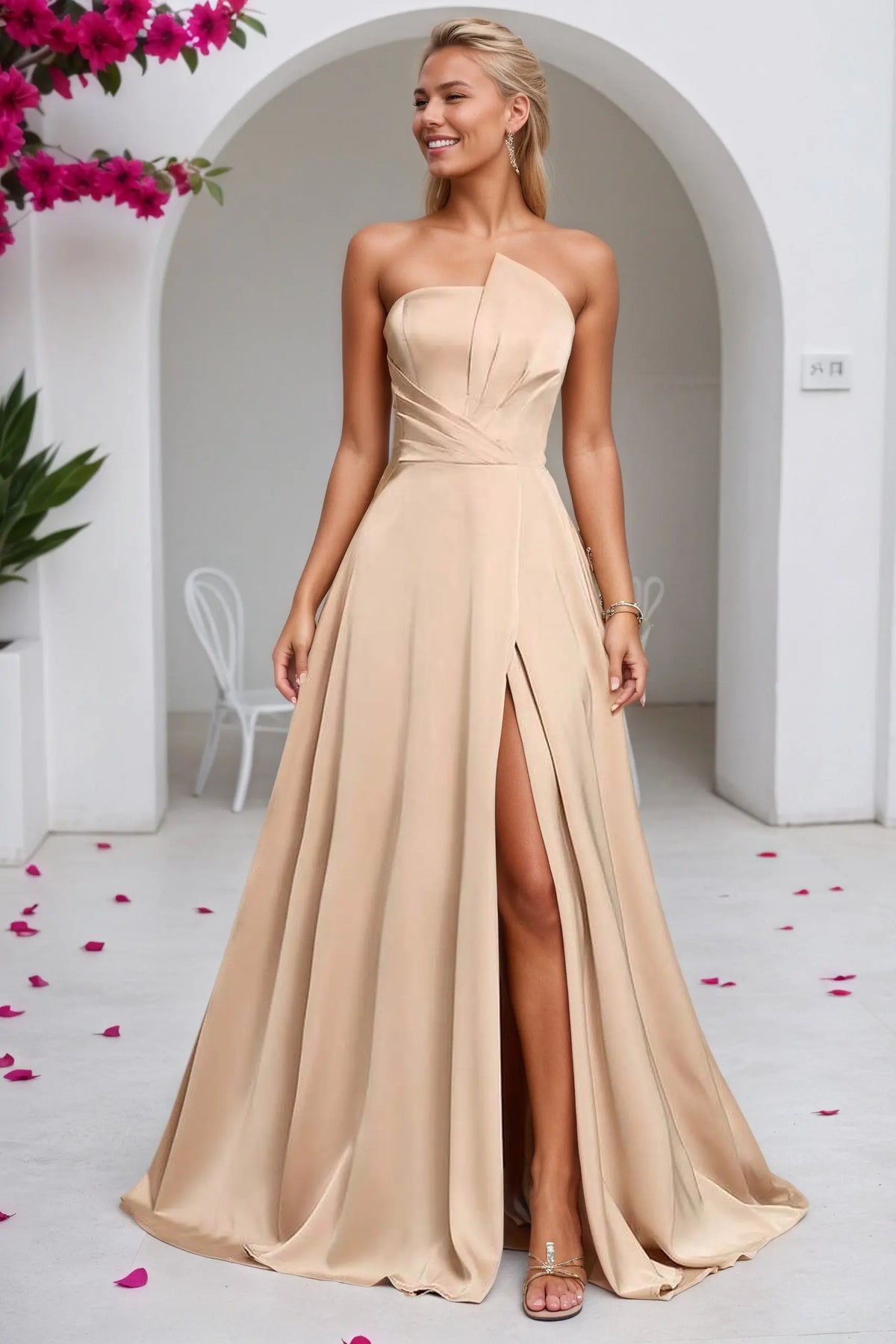 Satin Burgundy Formal Prom Dresses Simple Long Princess Evening Gowns