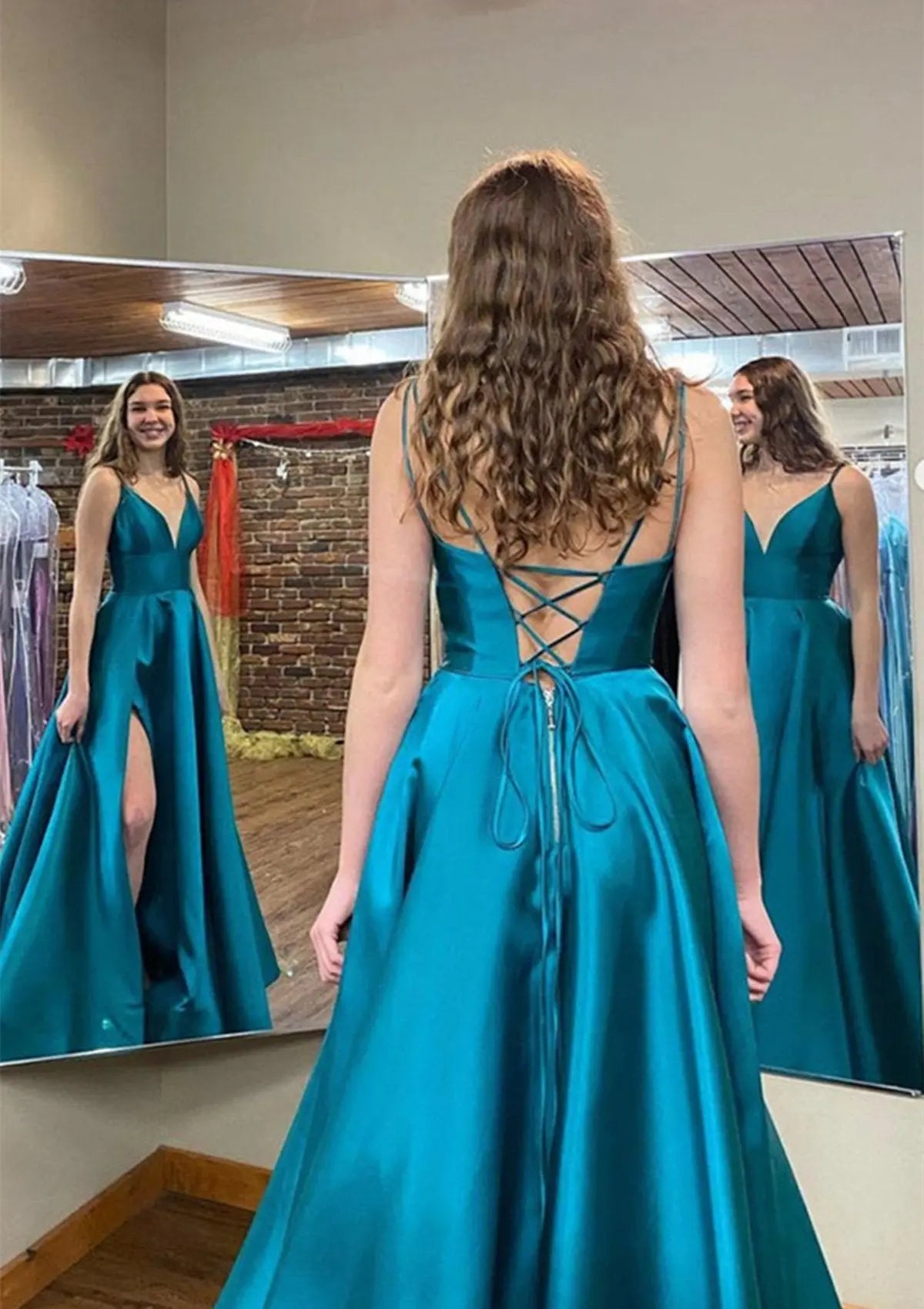 Satin Halter Black Formal Prom Dresses Split Long Modest Evening Gowns