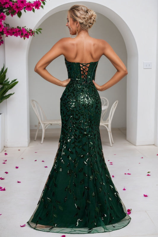 Sequin Green Mermaid Prom Dresses Long Sparkly Formal Evening Gowns
