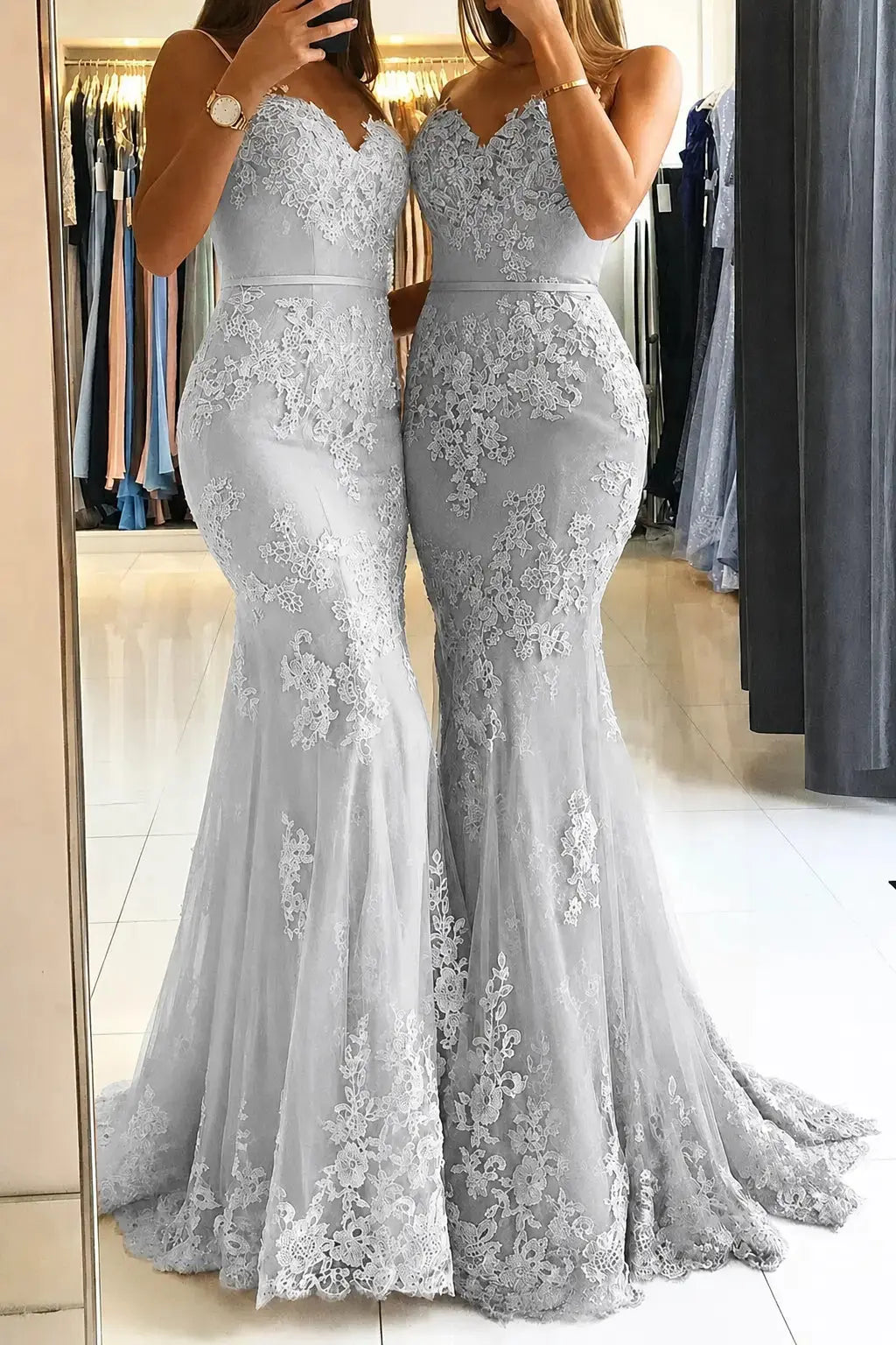 Trumpet/Mermaid Sweetheart Sleeveless Long/Floor-Length Tulle Prom Dresses With Appliqued KAIDRESS