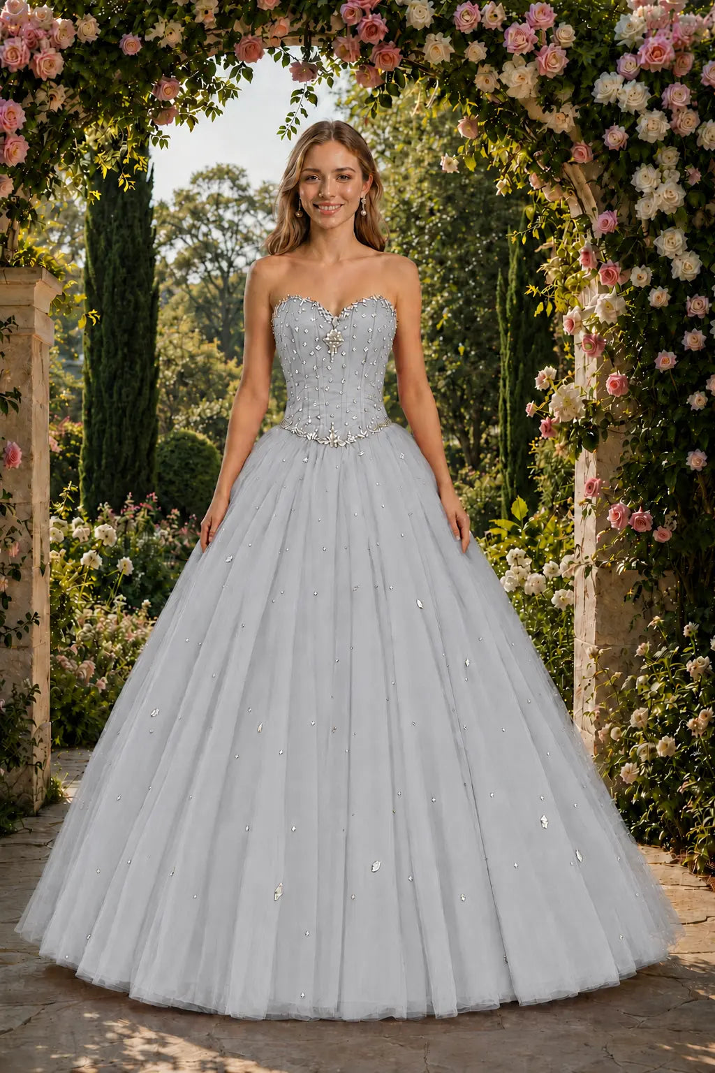 Royal Blue Princess Quinceanera Dress Rhinestone Tulle Ball Gown Prom KAIDRESS