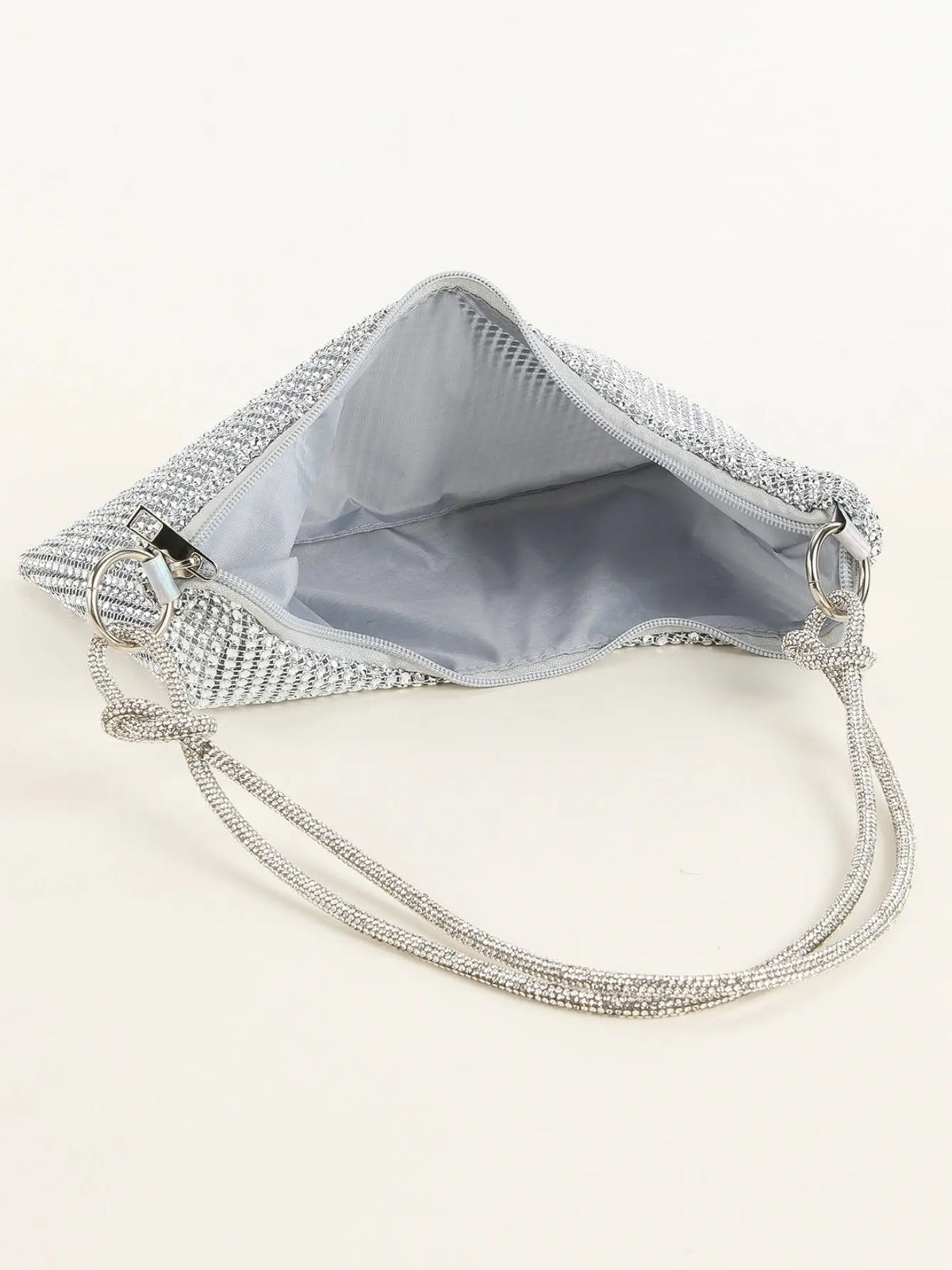 Gold Rhinestone Hobo Shoulder Bag with Adjustable Knotted Strap