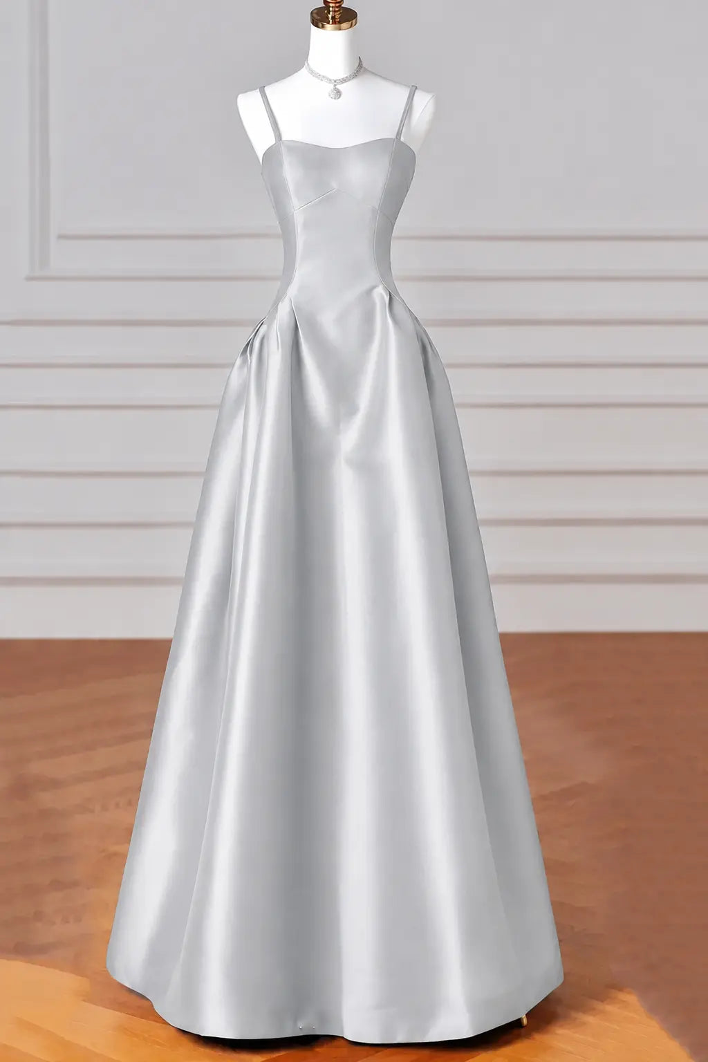 A-Line/Princess Halter Satin Sleeveless Long Prom Dress Black Prom Gown Kaidress