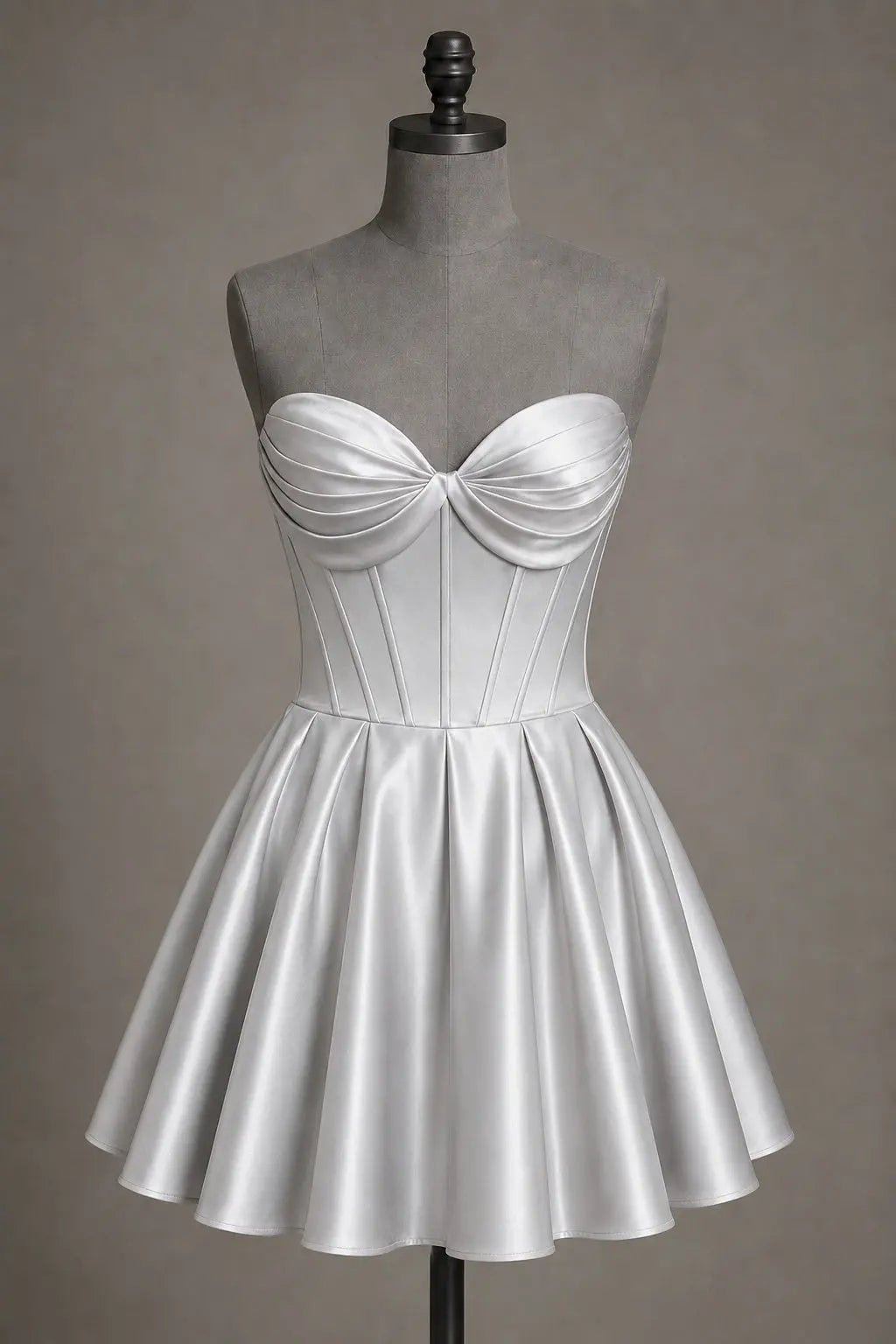 Black Sweetheart Satin Mini A Line Corset Homecoming Dress KAIDRESS