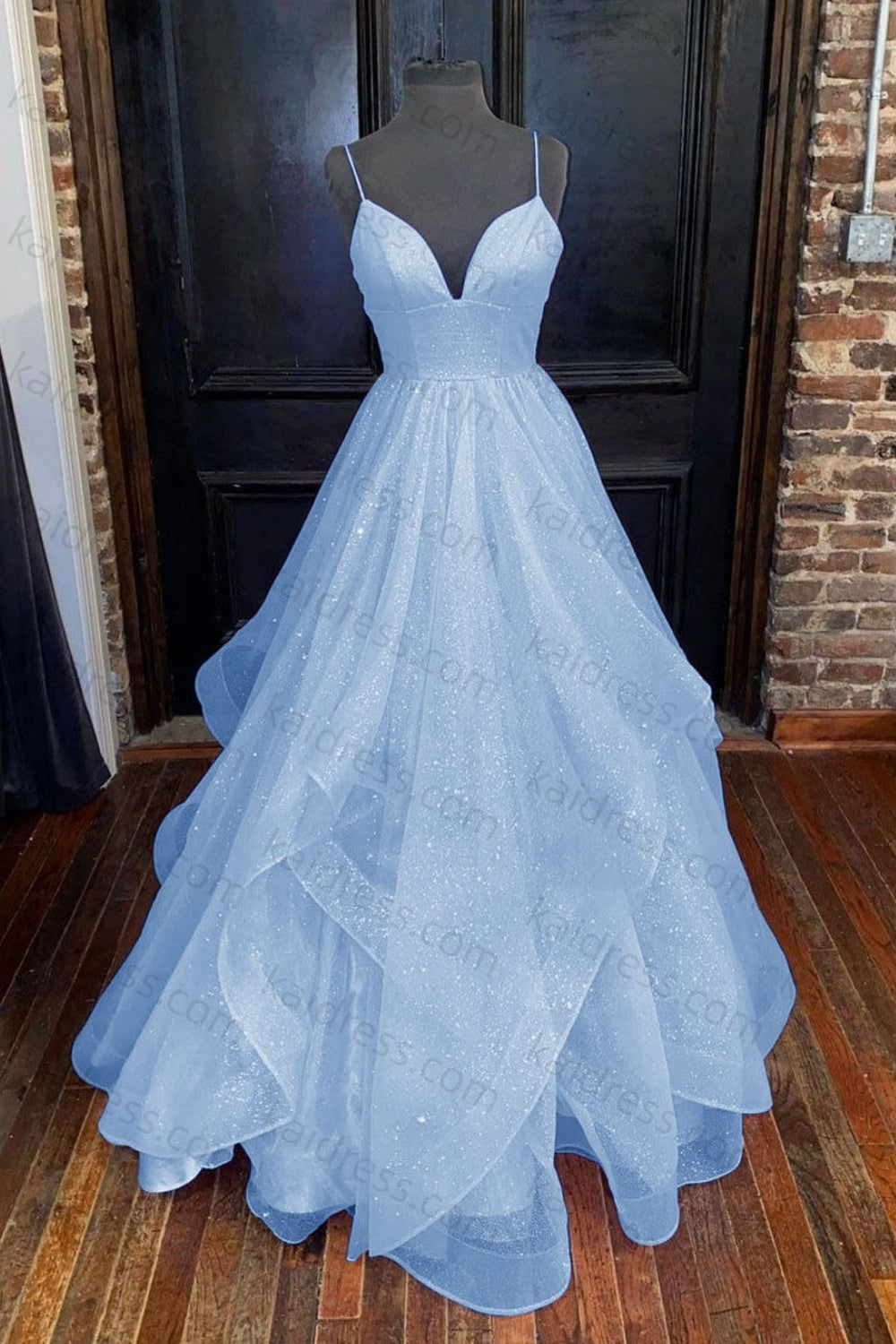 A-line Princess Sweetheart Sleeveless Long/Floor-Length Tulle Sparkling Prom Dress