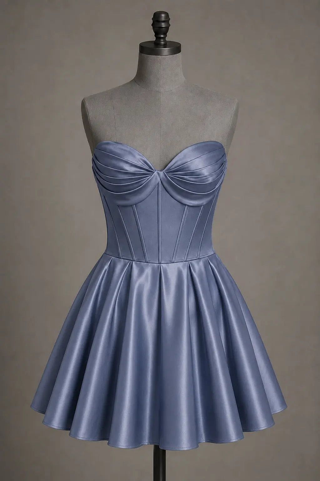 Black Sweetheart Satin Mini A Line Corset Homecoming Dress KAIDRESS