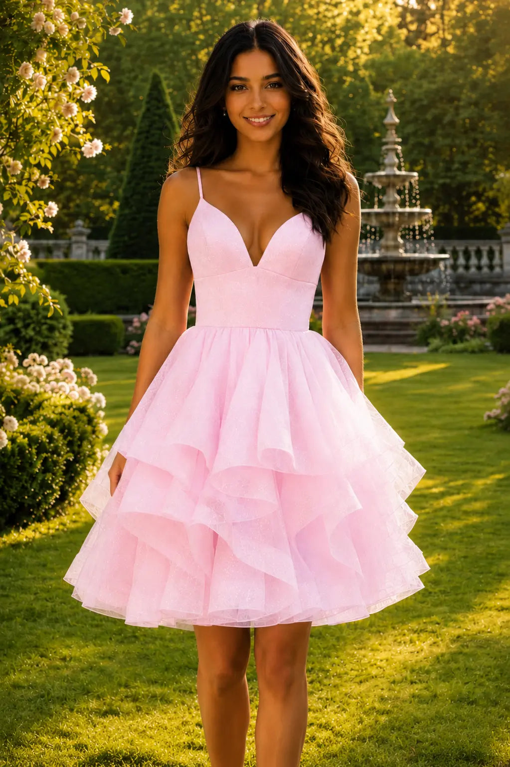 Lilac V Neck Tulle Short Homecoming Dress With Lace Up Back KAIDRESS