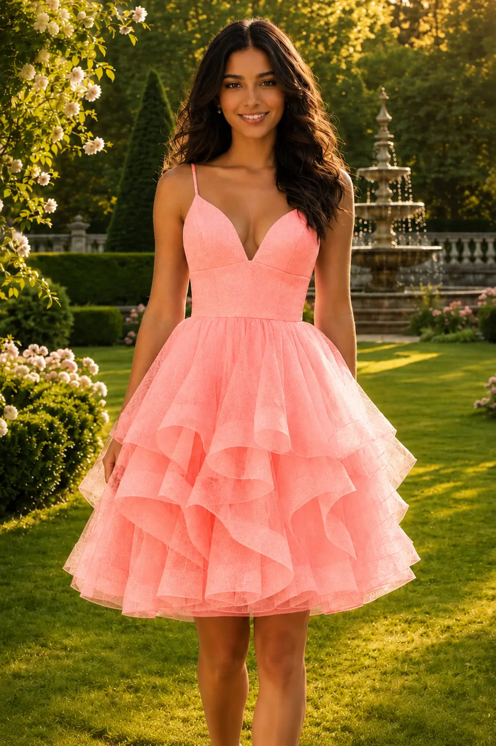 Lilac V Neck Tulle Short Homecoming Dress With Lace Up Back KAIDRESS