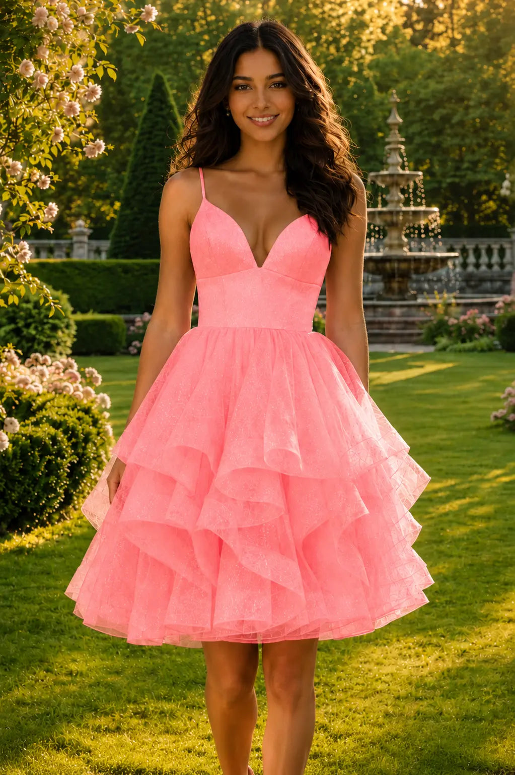 Lilac V Neck Tulle Short Homecoming Dress With Lace Up Back KAIDRESS