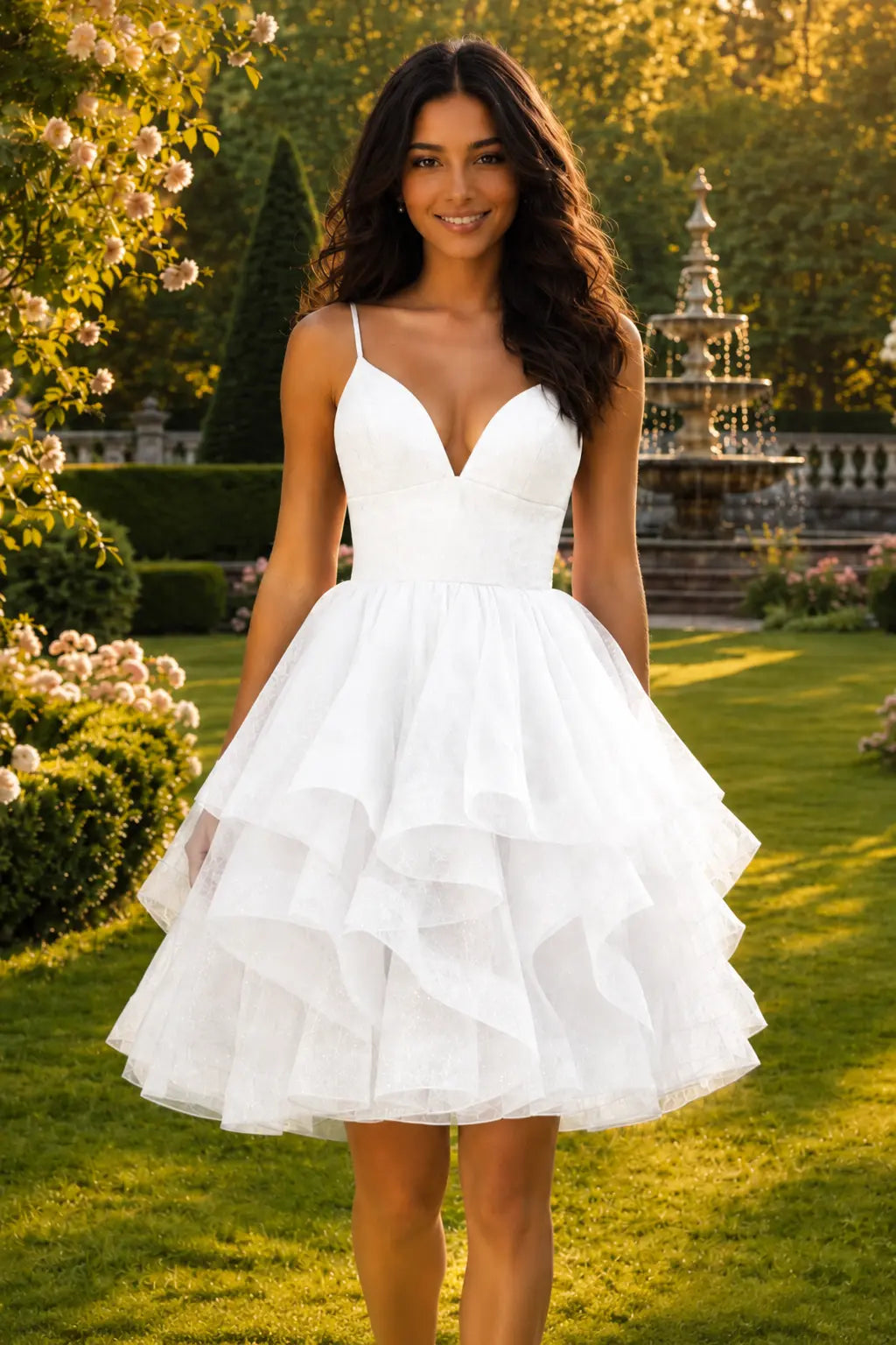 Lilac V Neck Tulle Short Homecoming Dress With Lace Up Back KAIDRESS