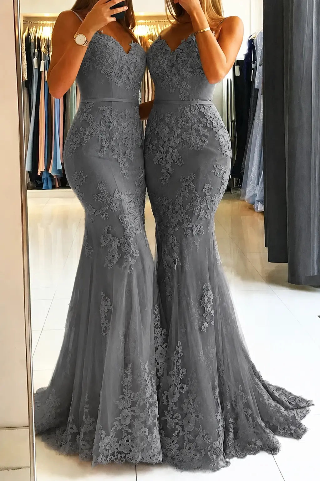 Trumpet/Mermaid Sweetheart Sleeveless Long/Floor-Length Tulle Prom Dresses With Appliqued KAIDRESS