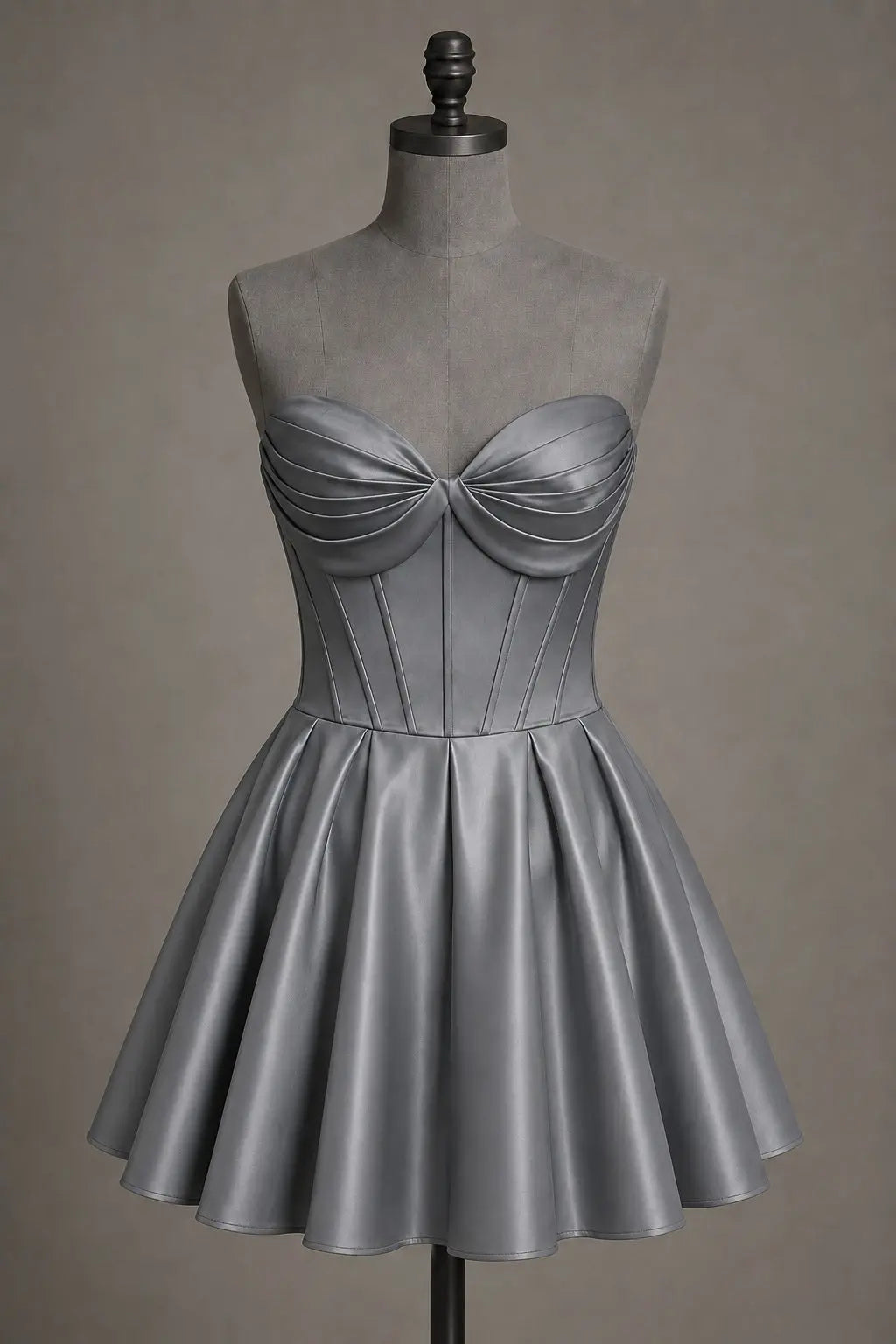 Black Sweetheart Satin Mini A Line Corset Homecoming Dress KAIDRESS