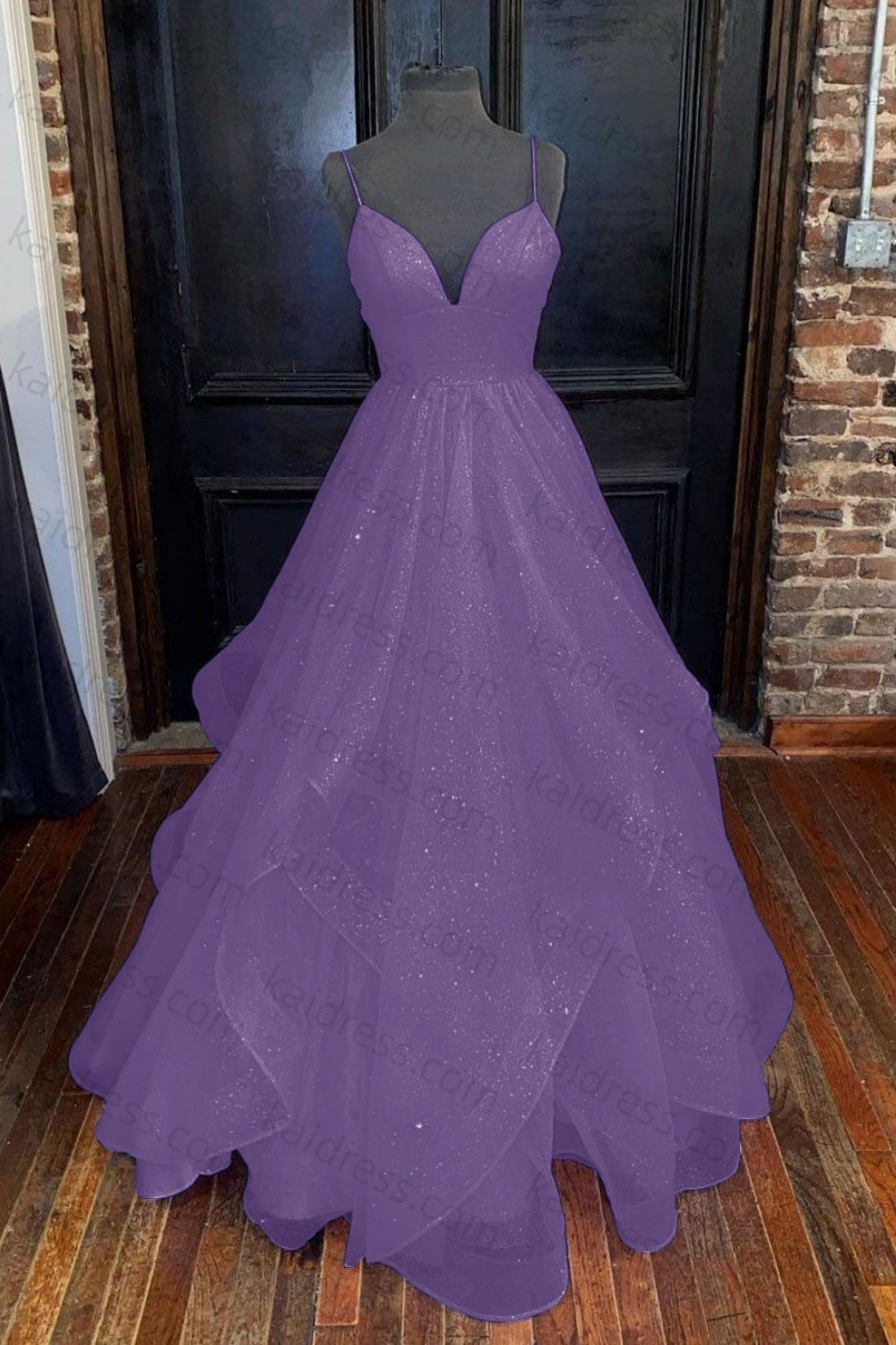 A-line Princess Sweetheart Sleeveless Long/Floor-Length Tulle Sparkling Prom Dress