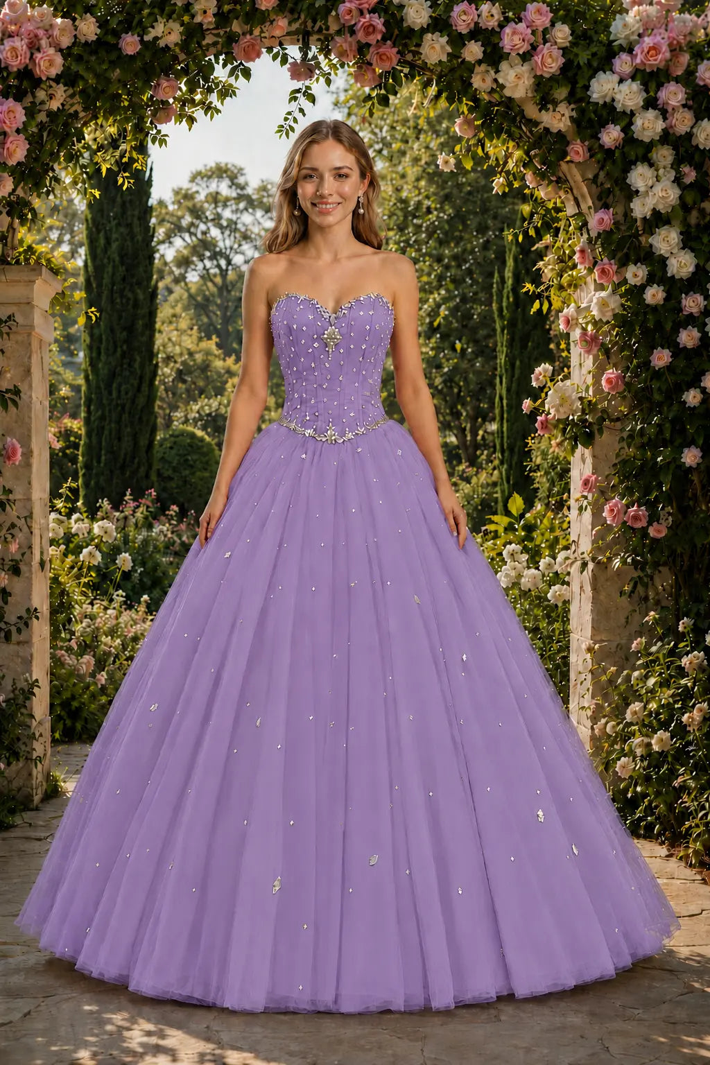 Royal Blue Princess Quinceanera Dress Rhinestone Tulle Ball Gown Prom KAIDRESS