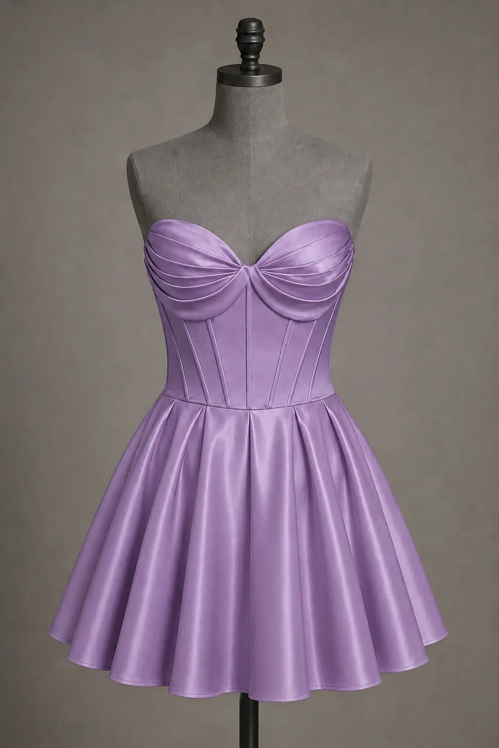 Black Sweetheart Satin Mini A Line Corset Homecoming Dress KAIDRESS