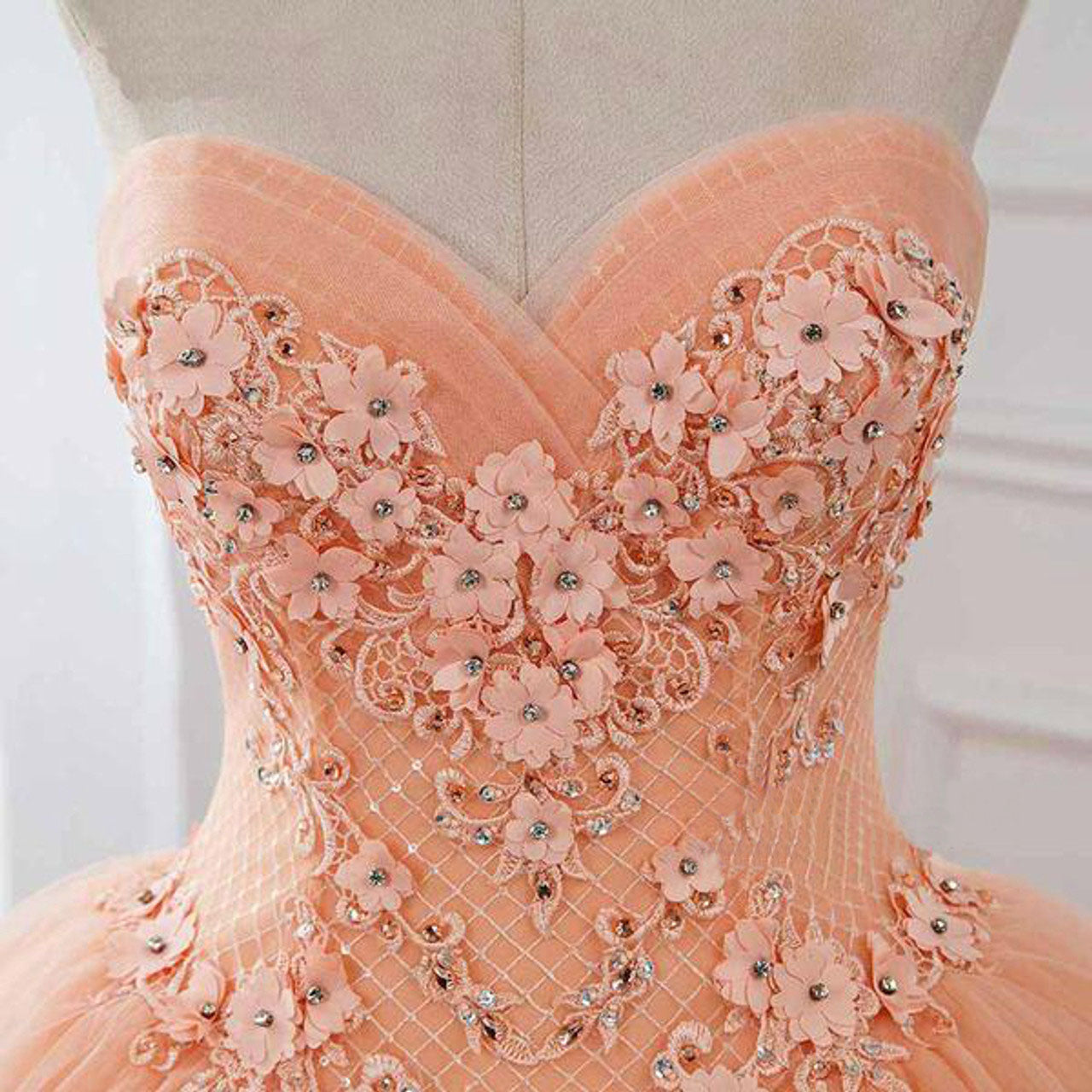 Tulle Orange Formal Prom Dresses Long Princess16 Quinceanera Dresses