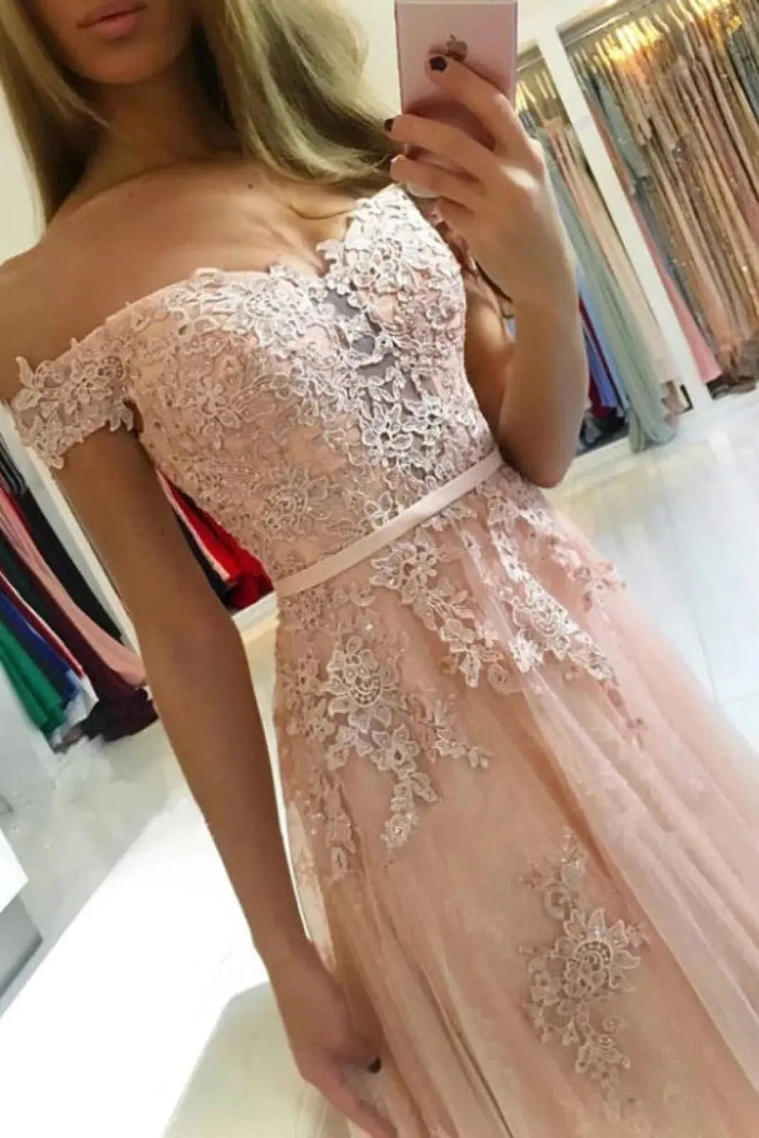 Tulle Pink Formal Prom Dresses Long Strapless Princess Evening Gowns
