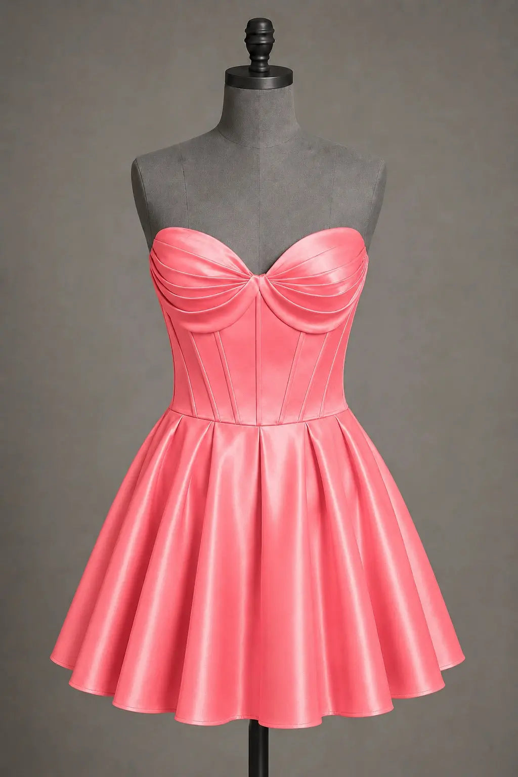 Black Sweetheart Satin Mini A Line Corset Homecoming Dress KAIDRESS