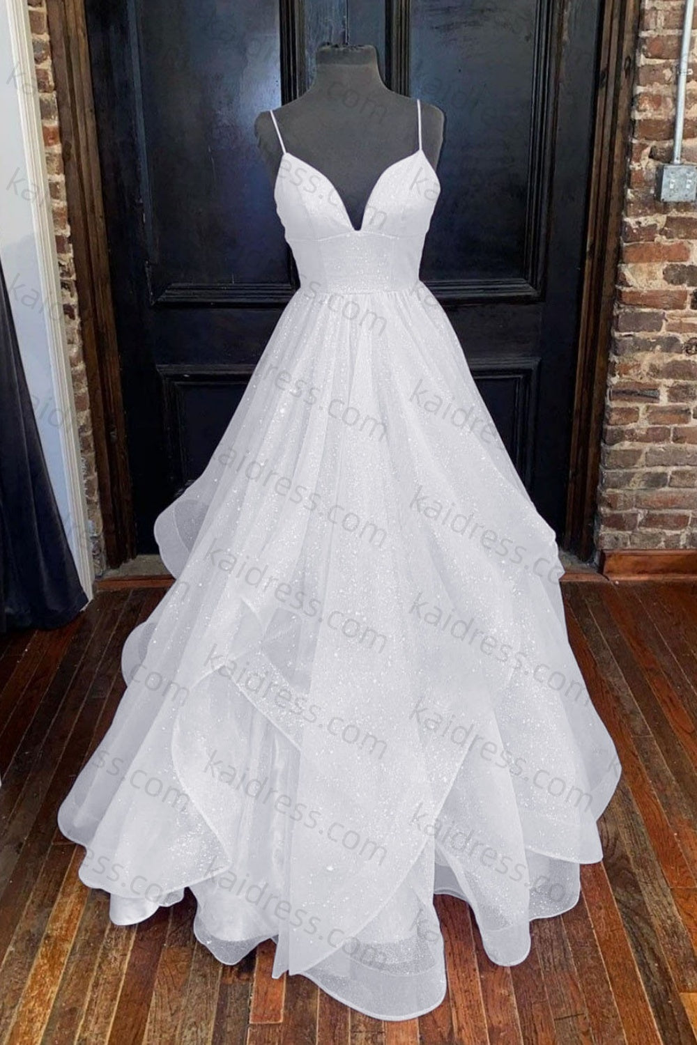 A-line Princess Sweetheart Sleeveless Long/Floor-Length Tulle Sparkling Prom Dress