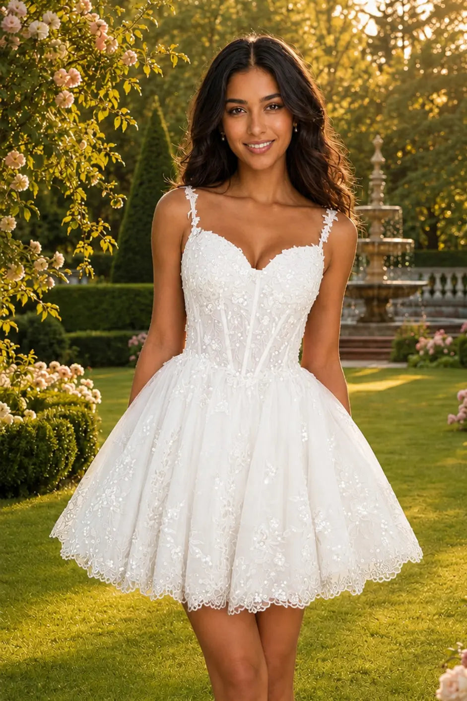 Glittering A-line Sweetheart Short/Mini Tulle Homecoming Dress with Appliqued Beading KAIDRESS