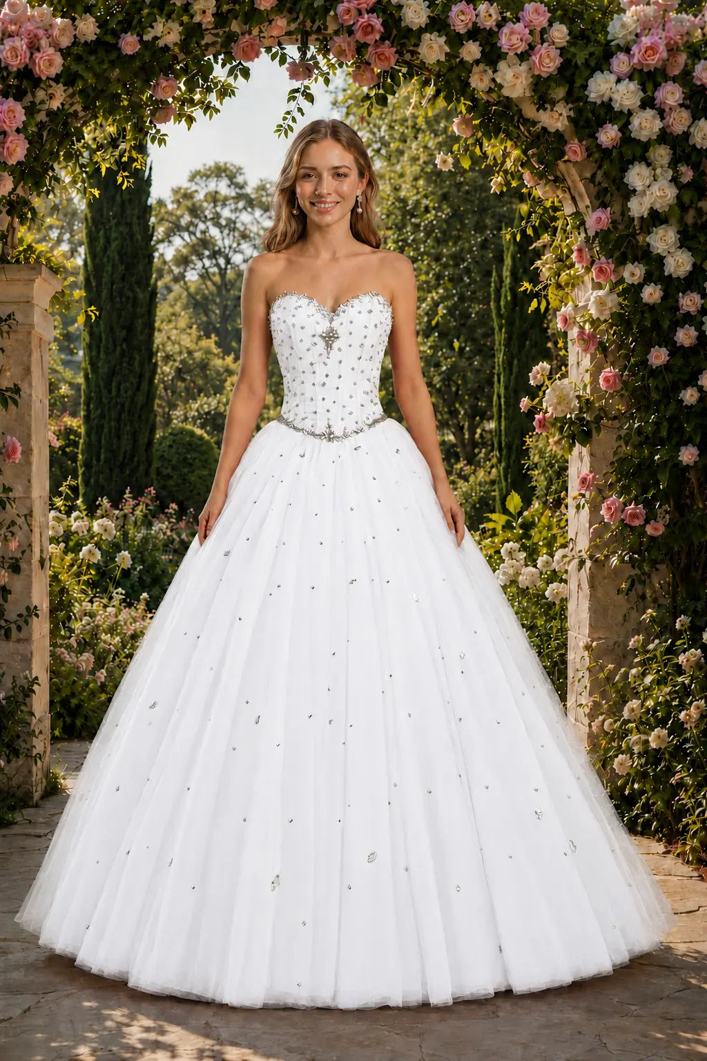Royal Blue Princess Quinceanera Dress Rhinestone Tulle Ball Gown Prom KAIDRESS