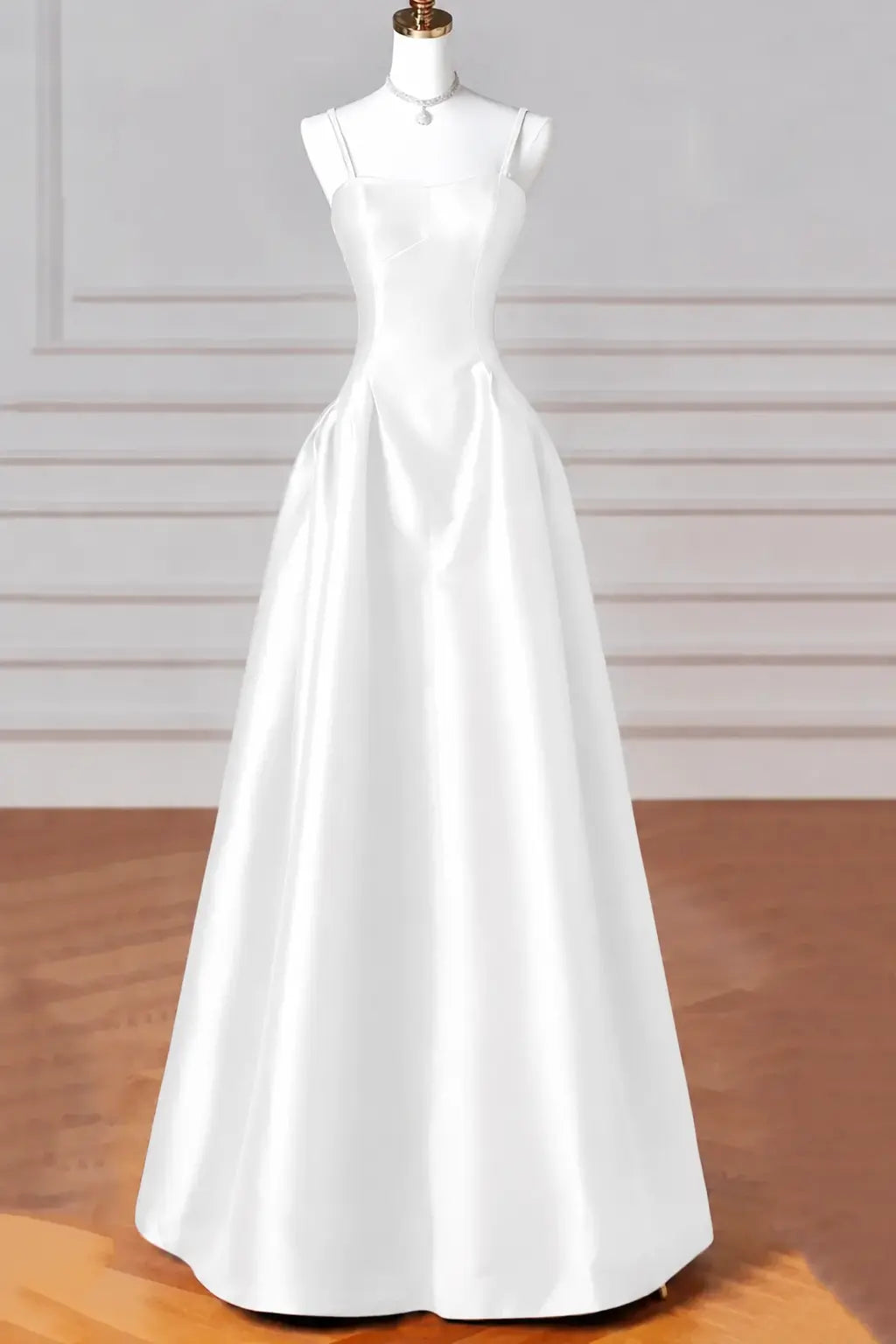 A-Line/Princess Halter Satin Sleeveless Long Prom Dress Black Prom Gown Kaidress