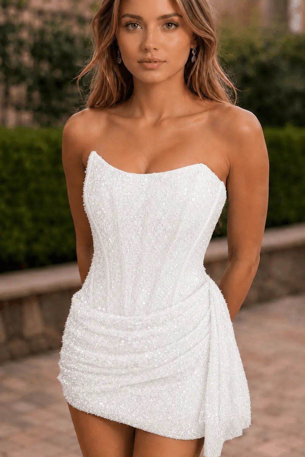 Sequin Strapless Homecoming Dress Corset Hoco Mini KAIDRESS