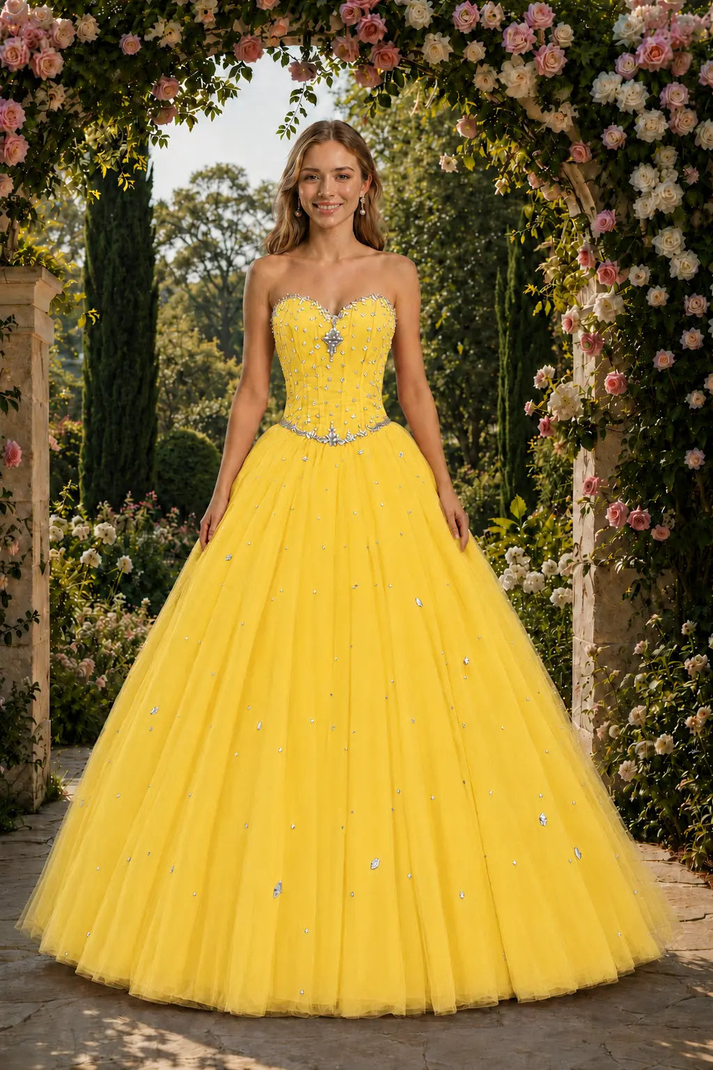 Royal Blue Princess Quinceanera Dress Rhinestone Tulle Ball Gown Prom KAIDRESS