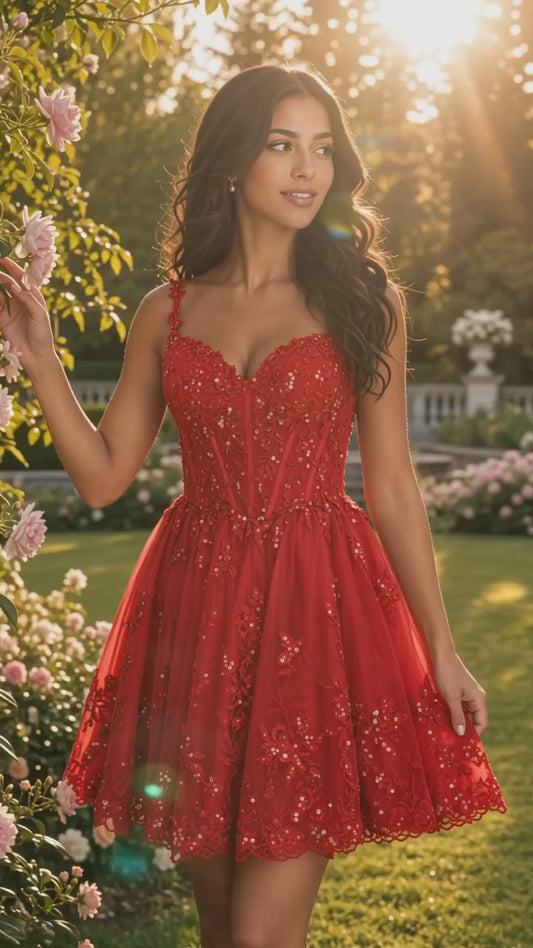 Glittering A-line Sweetheart Short/Mini Tulle Homecoming Dress with Appliqued Beading